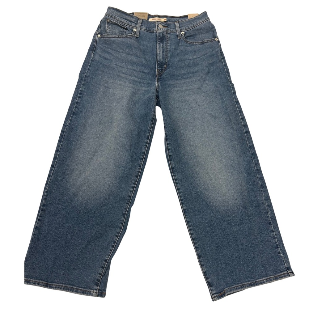 Levis High Rise Wide Leg Jeans Womens 6/28 Medium Wash Blue Denim NWT